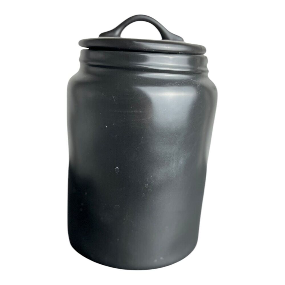 RAE DUNN TRICK FOR DOG TREATS Canister Halloween Large Black Orange Excellent - Picture 4 of 6